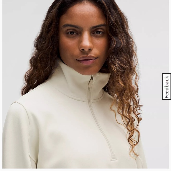 Lululemon Brushed Softstreme Half Zip in Bone - Picture 3 of 5